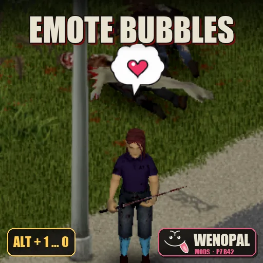 Emote Bubbles – Project Zomboid mod: Animated emote bubbles over your head, Ragnarok style: Alt + number