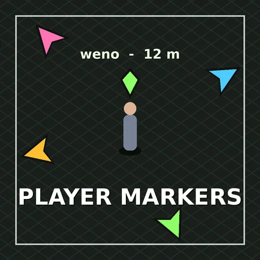 Player Markers – mod para Project Zomboid: Setas na tela que sempre apontam para os outros jogadores, com nome e distância